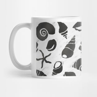 Black leather south pacific sea shells - white marble Mug